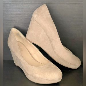 Nine West | 9 Beige Nude Suede Wedge Platform Heels | Size: 9 M | Color: Beige